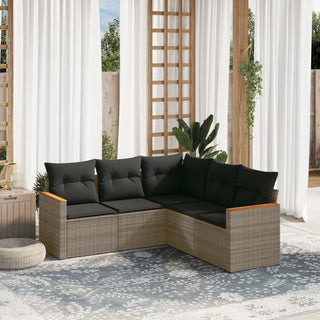 5-Delige Loungeset Met Kussens Poly Rattan