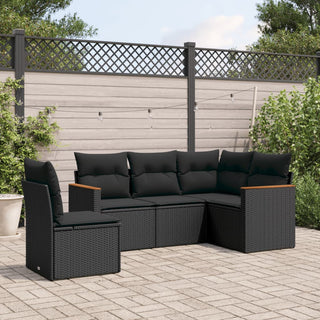 5-Delige Loungeset Met Kussens Poly Rattan