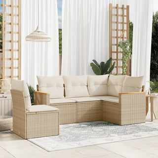 5-Delige Loungeset Met Kussens Poly Rattan