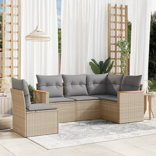 5-Delige Loungeset Met Kussens Poly Rattan