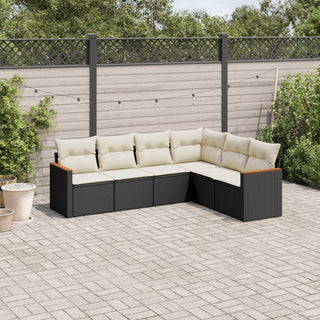 6-Delige Loungeset Met Kussens Poly Rattan Beige