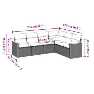 6-Delige Loungeset Met Kussens Poly Rattan Beige