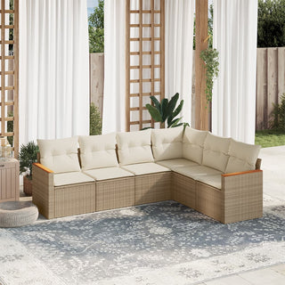 6-Delige Loungeset Met Kussens Poly Rattan Beige