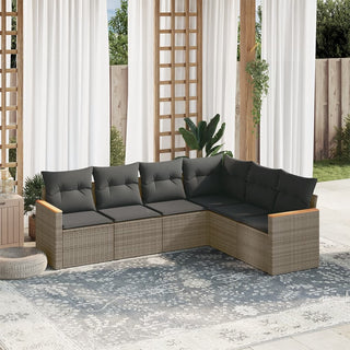 6-Delige Loungeset Met Kussens Poly Rattan Beige