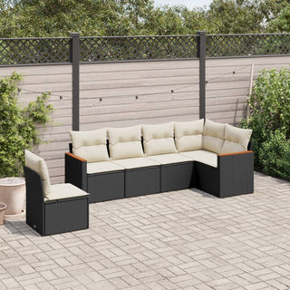 6-Delige Loungeset Met Kussens Poly Rattan Beige