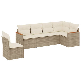 6-Delige Loungeset Met Kussens Poly Rattan Beige