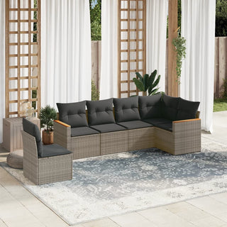 6-Delige Loungeset Met Kussens Poly Rattan Beige