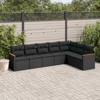 7-Delige Loungeset Met Kussens Poly Rattan Beige