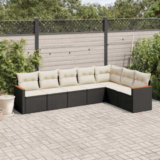 7-Delige Loungeset Met Kussens Poly Rattan Beige