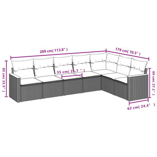 7-Delige Loungeset Met Kussens Poly Rattan Beige