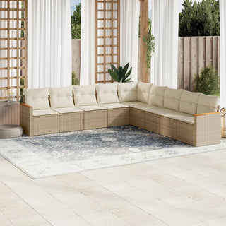 9-Delige Loungeset Met Kussens Poly Rattan