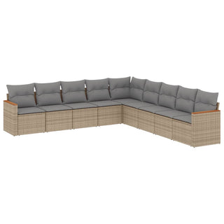 9-Delige Loungeset Met Kussens Poly Rattan