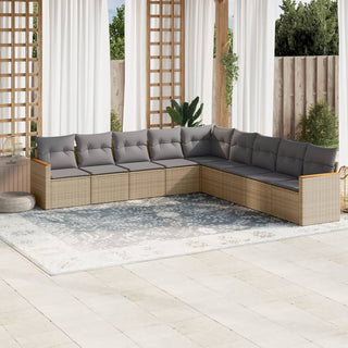 9-Delige Loungeset Met Kussens Poly Rattan