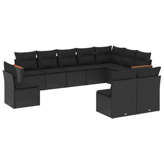 10-Delige Loungeset Met Kussens Poly Rattan