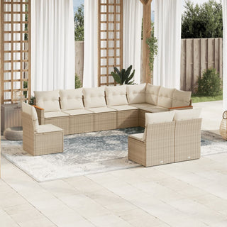 10-Delige Loungeset Met Kussens Poly Rattan