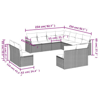 1 Tuinset Met Kussens Poly Rattan