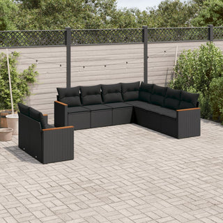 9-Delige Loungeset Met Kussens Poly Rattan Beige