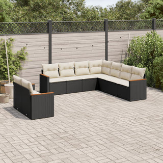 9-Delige Loungeset Met Kussens Poly Rattan Beige