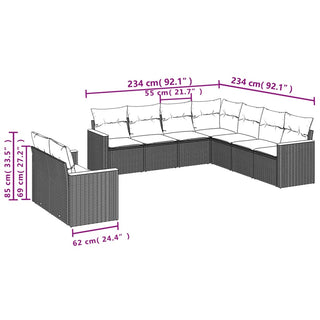 9-Delige Loungeset Met Kussens Poly Rattan Beige