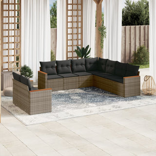 9-Delige Loungeset Met Kussens Poly Rattan Beige