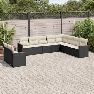 10-Delige Loungeset Met Kussens Poly Rattan