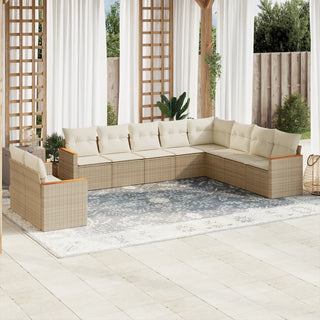 10-Delige Loungeset Met Kussens Poly Rattan