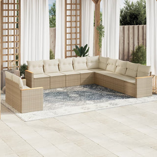 1 Loungeset Met Kussens Poly Rattan