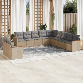 1 Loungeset Met Kussens Poly Rattan