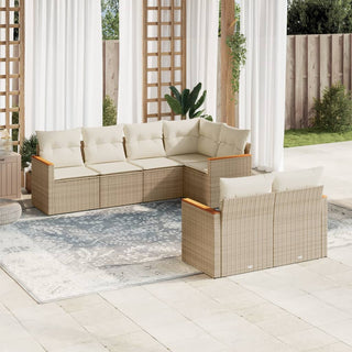 7-Delige Loungeset Met Kussens Poly Rattan