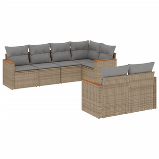 7-Delige Loungeset Met Kussens Poly Rattan