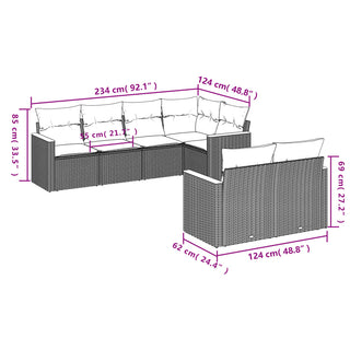 7-Delige Loungeset Met Kussens Poly Rattan