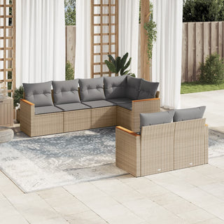 7-Delige Loungeset Met Kussens Poly Rattan