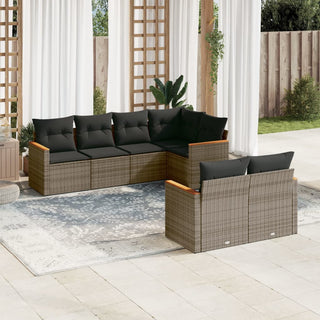 7-Delige Loungeset Met Kussens Poly Rattan