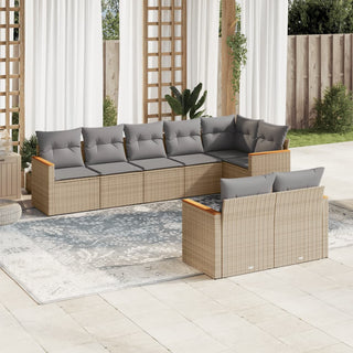 8-Delige Loungeset Met Kussens Poly Rattan