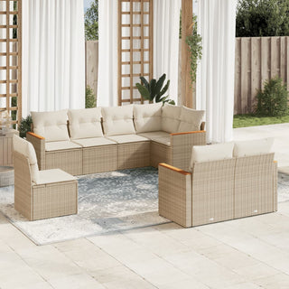 8-Delige Loungeset Met Kussens Poly Rattan