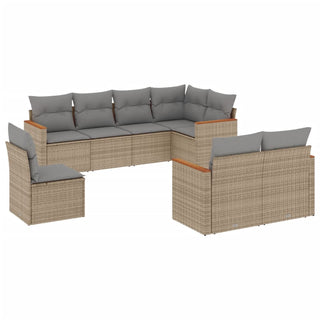 8-Delige Loungeset Met Kussens Poly Rattan