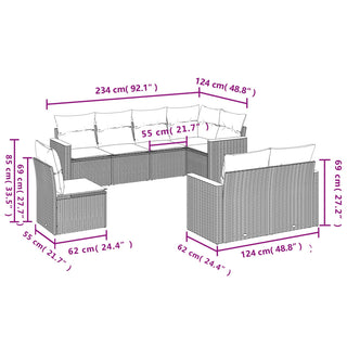 8-Delige Loungeset Met Kussens Poly Rattan