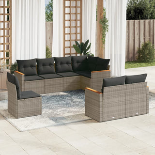 8-Delige Loungeset Met Kussens Poly Rattan