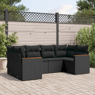 6-Delige Loungeset Met Kussens Poly Rattan