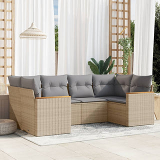 6-Delige Loungeset Met Kussens Poly Rattan