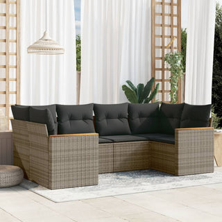 6-Delige Loungeset Met Kussens Poly Rattan