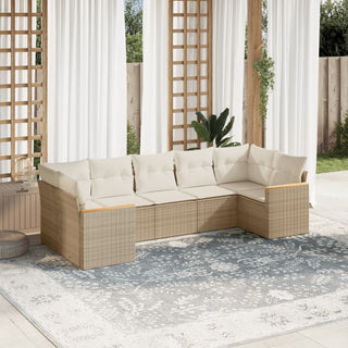 7-Delige Loungeset Met Kussens Poly Rattan