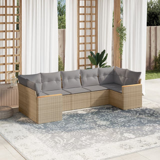 7-Delige Loungeset Met Kussens Poly Rattan