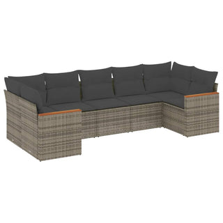 7-Delige Loungeset Met Kussens Poly Rattan