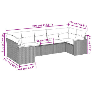 7-Delige Loungeset Met Kussens Poly Rattan