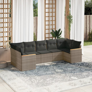 7-Delige Loungeset Met Kussens Poly Rattan