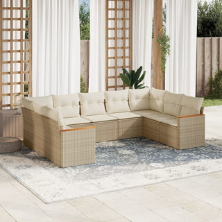 9-Delige Loungeset Met Kussens Poly Rattan