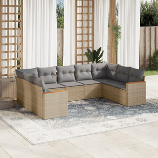 9-Delige Loungeset Met Kussens Poly Rattan