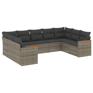 9-Delige Loungeset Met Kussens Poly Rattan