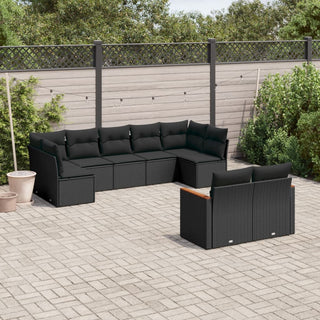 9-Delige Loungeset Met Kussens Poly Rattan